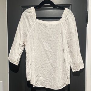 Liz Claiborne Women’s White Eyelet Square-Neck Top